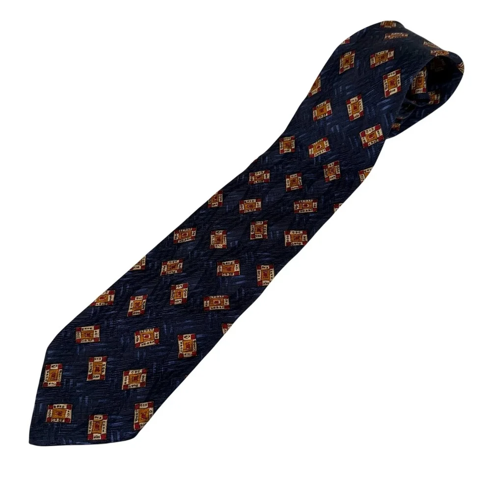 Robert Talbott Best of Class Nordstrom Silk Tie Navy‎ Blue Geometric Extra Long